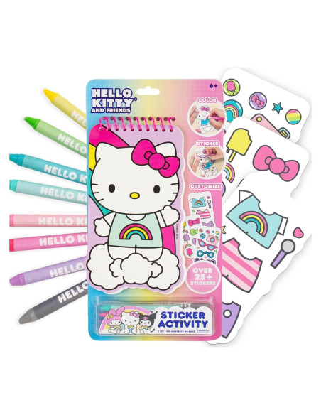 Libro de Colorear y Stickers Hello Kitty 2-en-1 con Crayones Libro de Colorear y Stickers Hello Kitty 2-en-1 con Crayones