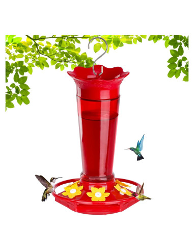 Alimentador de Colibríes Gbekery de Vidrio 0.28L Rojo Colgante