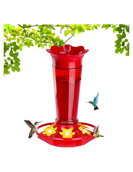 Alimentador de Colibríes Gbekery de Vidrio 0.28L Rojo Colgante Alimentador de Colibríes Gbekery de Vidrio 0.28L Rojo Colgante
