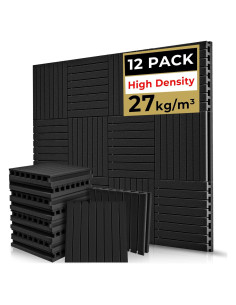 Paquete de 12 Paneles Acústicos Vangoa 30x30cm Negro