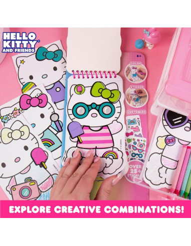 Libro de Colorear y Stickers Hello Kitty 2-en-1 con Crayones