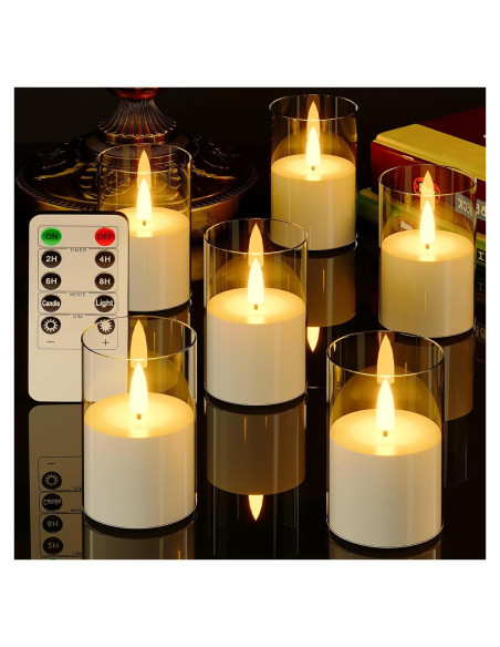 6 Pack Velas LED Sin Llama VIODAIM con Control Remoto y Temporizador 6 Pack Velas LED Sin Llama VIODAIM con Control Remoto y Temporizador