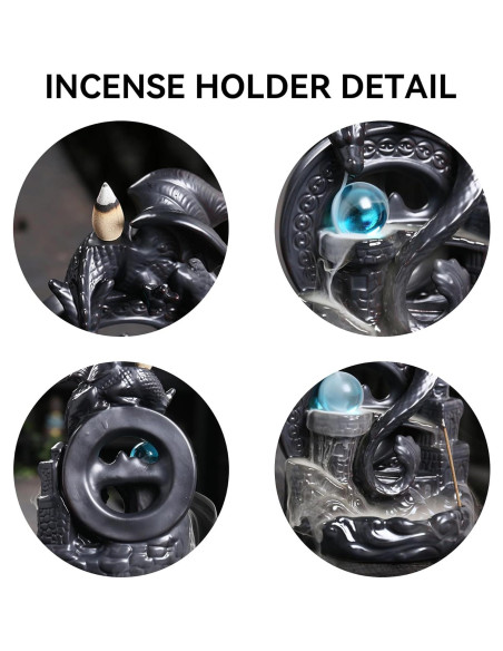 Quemador de Incienso de Retroceso Cerámica YYW Dragón Negro Quemador de Incienso de Retroceso Cerámica YYW Dragón Negro