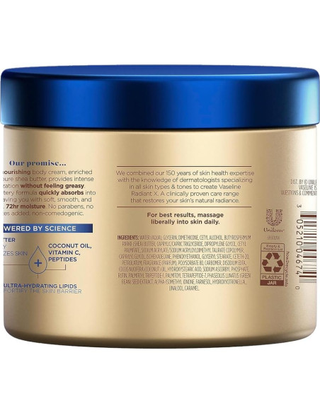 Crema Corporal Vaseline Radiant X 283.5 g - Manteca de Karité Pura Crema Corporal Vaseline Radiant X 283.5 g - Manteca de Karité Pura