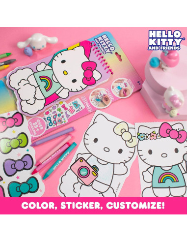 Libro de Colorear y Stickers Hello Kitty 2-en-1 con Crayones