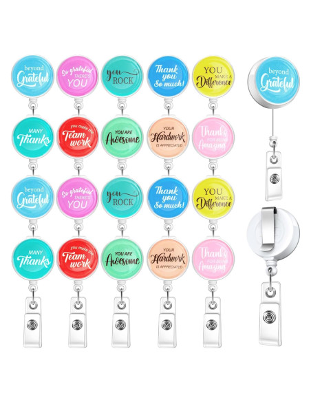 20 Insignias Retráctiles de Agradecimiento Piuaeue Brillantes 20 Insignias Retráctiles de Agradecimiento Piuaeue Brillantes