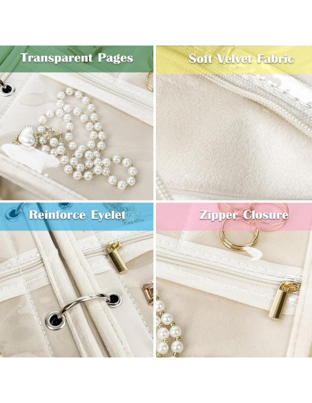 Organizador de Joyería de Viaje LingLingo Beige Impermeable Organizador de Joyería de Viaje LingLingo Beige Impermeable