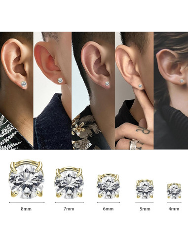 Pendientes Magnéticos Unisex NEWITIN Acero Inoxidable 5 Pares