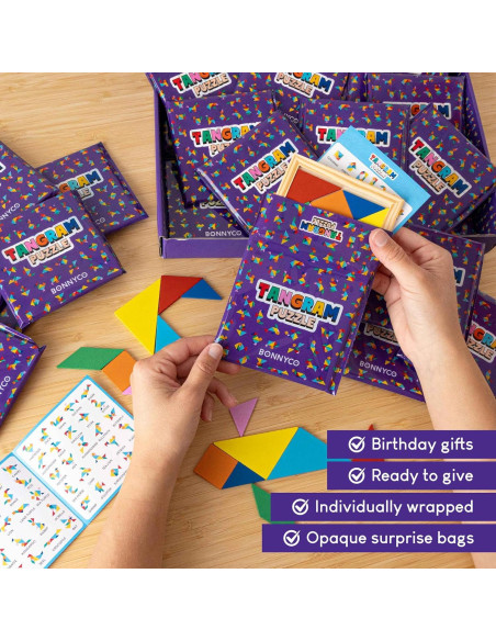 Paquete de 30 Rompecabezas Tangram de Madera para Niños Paquete de 30 Rompecabezas Tangram de Madera para Niños