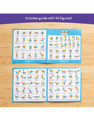 Paquete de 30 Rompecabezas Tangram de Madera para Niños