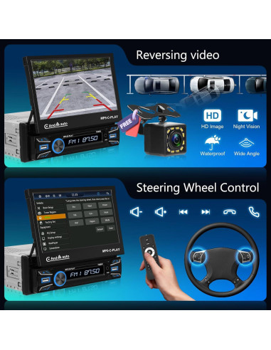 Estéreo de coche Hodozzy F133 1 Din 7" Carplay Android Auto