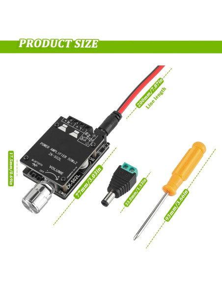 Placa Amplificadora Bluetooth EPLZON ZK-502L 50W+50W 5-24V Placa Amplificadora Bluetooth EPLZON ZK-502L 50W+50W 5-24V