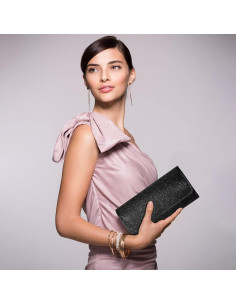 Bolso de mano lovyoCoCo negro brillante 20x10 cm para mujer 2