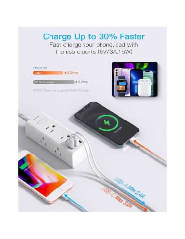 Regleta de Extensión One Beat 9 en 1 con USB C 0.30m