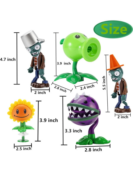 Juguetes de Plantas y Zombies JHESAO Set de 5 Figuras 5-15 cm Juguetes de Plantas y Zombies JHESAO Set de 5 Figuras 5-15 cm
