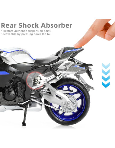 Modelo Motocicleta 1:12 Yamaha YZF-R1M Metal y Plástico Plata