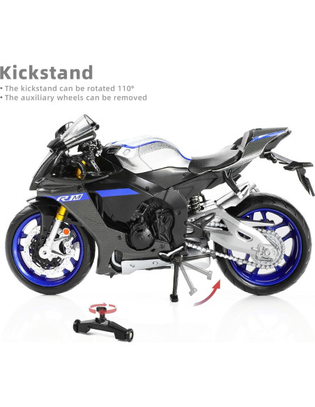 Modelo Motocicleta 1:12 Yamaha YZF-R1M Metal y Plástico Plata Modelo Motocicleta 1:12 Yamaha YZF-R1M Metal y Plástico Plata