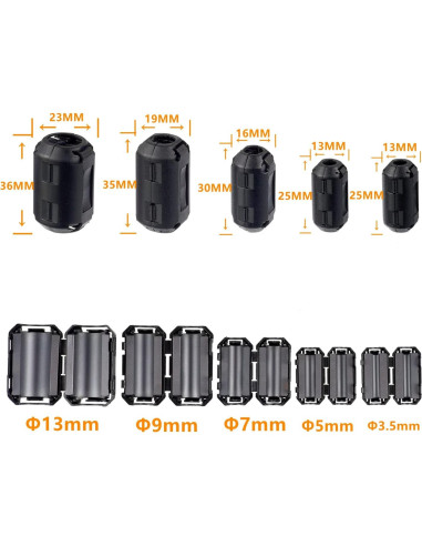 60 Clips de Ferrita RFI EMI Huarew para Cables 3.5 a 13 mm