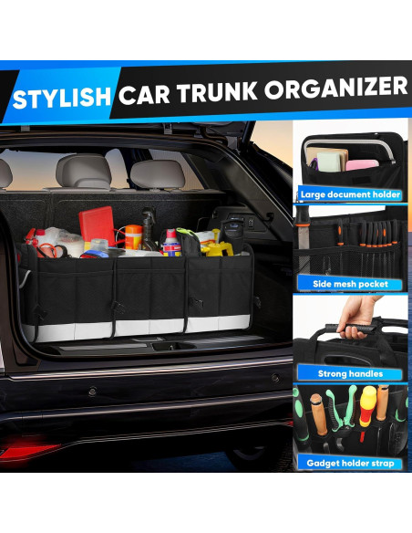 Organizador de Maletero Grande Simniam 95L Plegable Negro Organizador de Maletero Grande Simniam 95L Plegable Negro