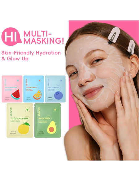 Set de Mascarillas Faciales de Frutas QUIYUM - 25 Piezas Hidratantes Set de Mascarillas Faciales de Frutas QUIYUM - 25 Piezas Hidratantes
