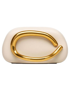 Bolso de mano de noche PU Beige Jusavie con decoración metálica