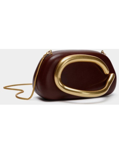 Bolso de mano de noche PU Beige Jusavie con decoración metálica