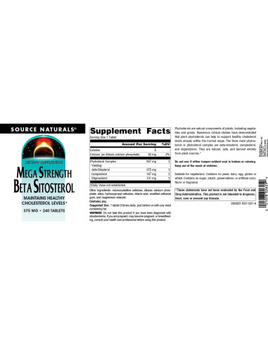 Beta Sitosterol Source Naturals 375mg - 240 Tabletas Vegetarianas