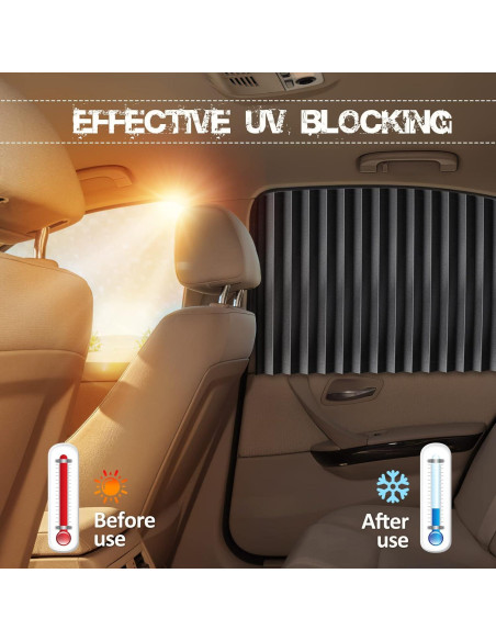 Cortinas Laterales para Auto XCBYT 2 Pcs 99% Protección UV Cortinas Laterales para Auto XCBYT 2 Pcs 99% Protección UV