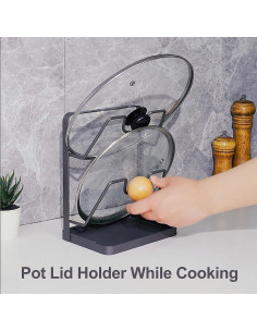 Soporte para Tapa de Olla XCCK con Bandeja Goteo Gris 2