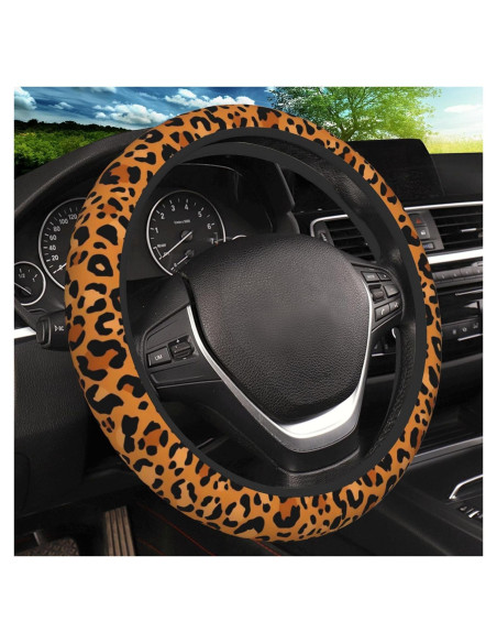 Cubierta de Volante KARREAL 15 Pulgadas Leopardo Antideslizante Cubierta de Volante KARREAL 15 Pulgadas Leopardo Antideslizante