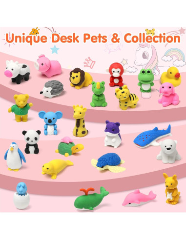 Paquete de 34 Gomas de Borrar de Animales Moosia - Multicolor