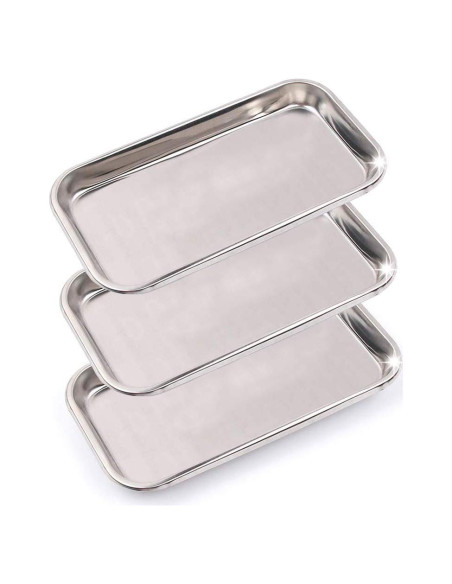 Paquete de 3 Bandejas Quirúrgicas Acero Inoxidable LabAider 22.5x11.5x2 cm Paquete de 3 Bandejas Quirúrgicas Acero Inoxidable LabAider 22.5x11.5x2 cm