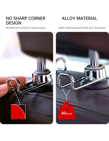 Gancho para bolso de automóvil Sentoto STT-1616 Plata Brillante