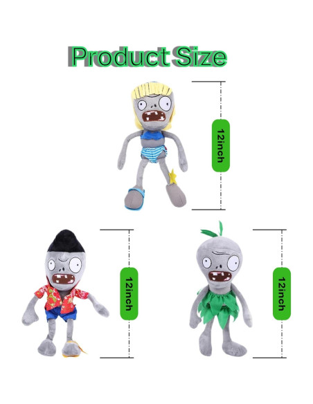 Conjunto de 3 Peluches Plants vs Zombies Dyharnsty - Zombies Conjunto de 3 Peluches Plants vs Zombies Dyharnsty - Zombies