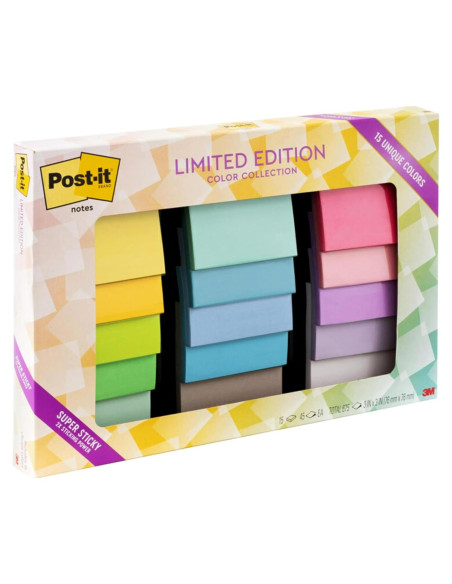 Notas Post-it Super Sticky 7.6x7.6 cm, 15 Bloc, Colores Surtidos Notas Post-it Super Sticky 7.6x7.6 cm, 15 Bloc, Colores Surtidos