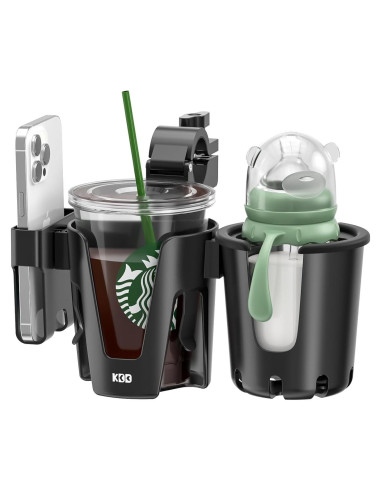 Soporte para Taza de Cochecito KDD 3 en 1 con Teléfono Negro