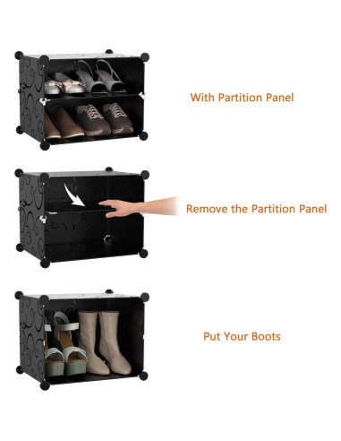 Estante para Zapatos HOMIDEC 4 Niveles Negro para 16 Pares