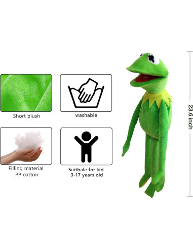 Títere de Mano Kermit la Rana SUIYUEOUR 61 cm Peluche Verde