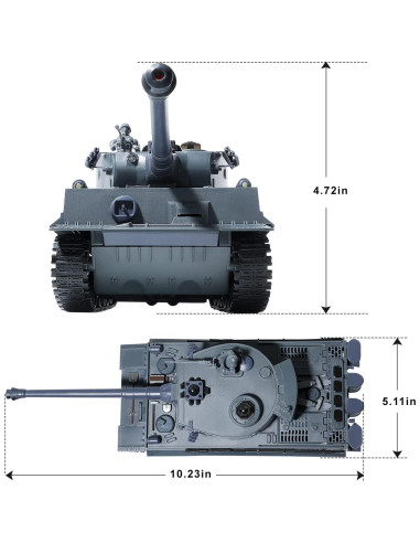 Tanque RC Bvrorere Tiger I 1:28 Infrarrojo 9 Canales