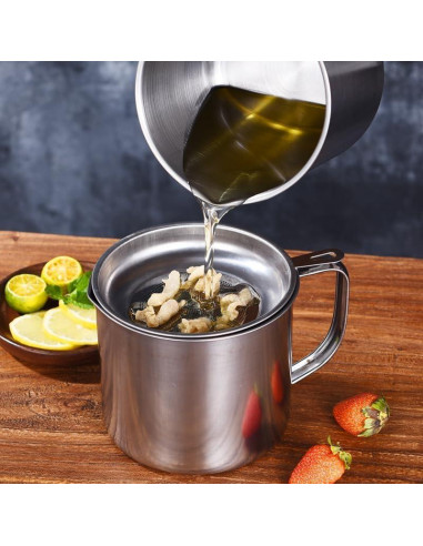 Contenedor de Grasa 1L HCXCQLSUY con Colador y Tapa Antideslizante