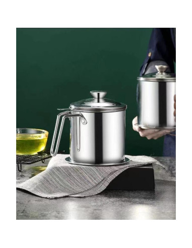 Contenedor de Grasa 1L HCXCQLSUY con Colador y Tapa Antideslizante
