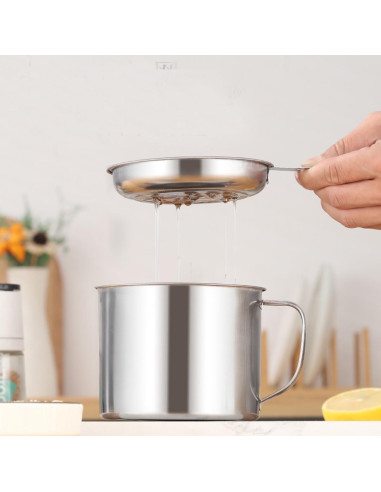 Contenedor de Grasa 1L HCXCQLSUY con Colador y Tapa Antideslizante
