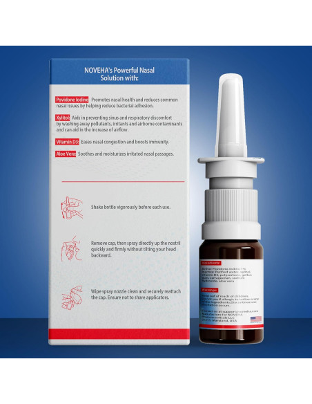Spray Nasal NOVEHA 30mL - Povidona Yodo, Vitamina D3, Aloe Vera Spray Nasal NOVEHA 30mL - Povidona Yodo, Vitamina D3, Aloe Vera