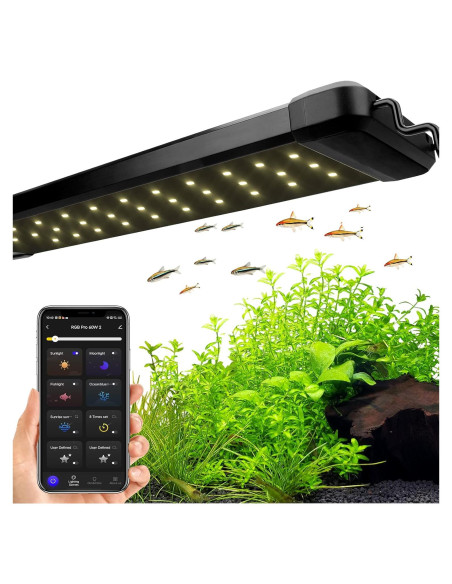 Luz LED Acuario Hygger 18W Bluetooth 30-45 cm Espectro Completo Luz LED Acuario Hygger 18W Bluetooth 30-45 cm Espectro Completo