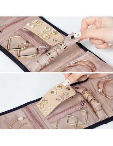 Organizador de Joyas de Viaje BELALIFE Plegable Negro 5 Compartimentos