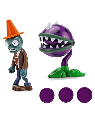 Juguetes de Plantas y Zombies JHESAO 2 PCS Chomper y Zombie Cono
