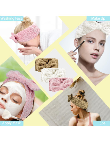 Diademas de Microfibra LAPOHI 3 Piezas para Maquillaje y Yoga