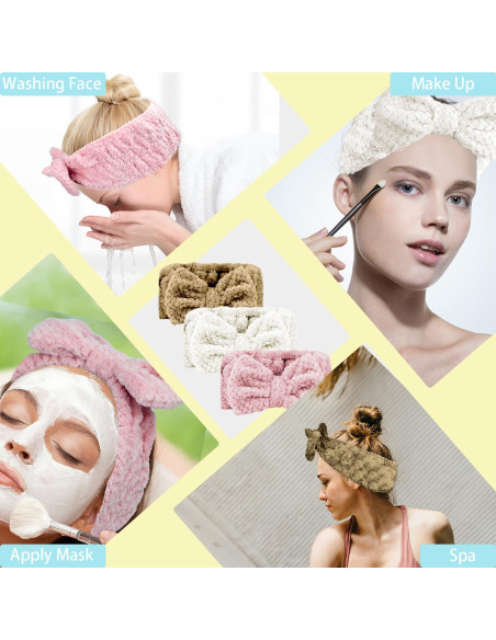 Diademas de Microfibra LAPOHI 3 Piezas para Maquillaje y Yoga Diademas de Microfibra LAPOHI 3 Piezas para Maquillaje y Yoga