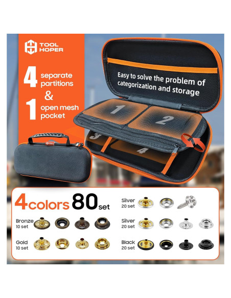 Kit de Sujetadores a Presión Toolhoper 300 Piezas 15mm Naranja Kit de Sujetadores a Presión Toolhoper 300 Piezas 15mm Naranja
