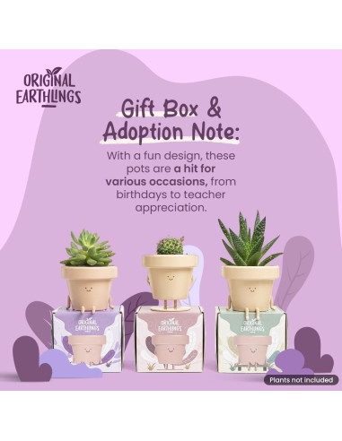 Maceta Original Earthlings 8.89 cm con Drenaje - Diseño Divertido